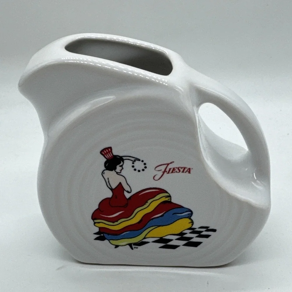 Fiesta DANCING LADY Mini Disk Pitcher, RARE, 1ST, Not Seconds 4 oz- 2017